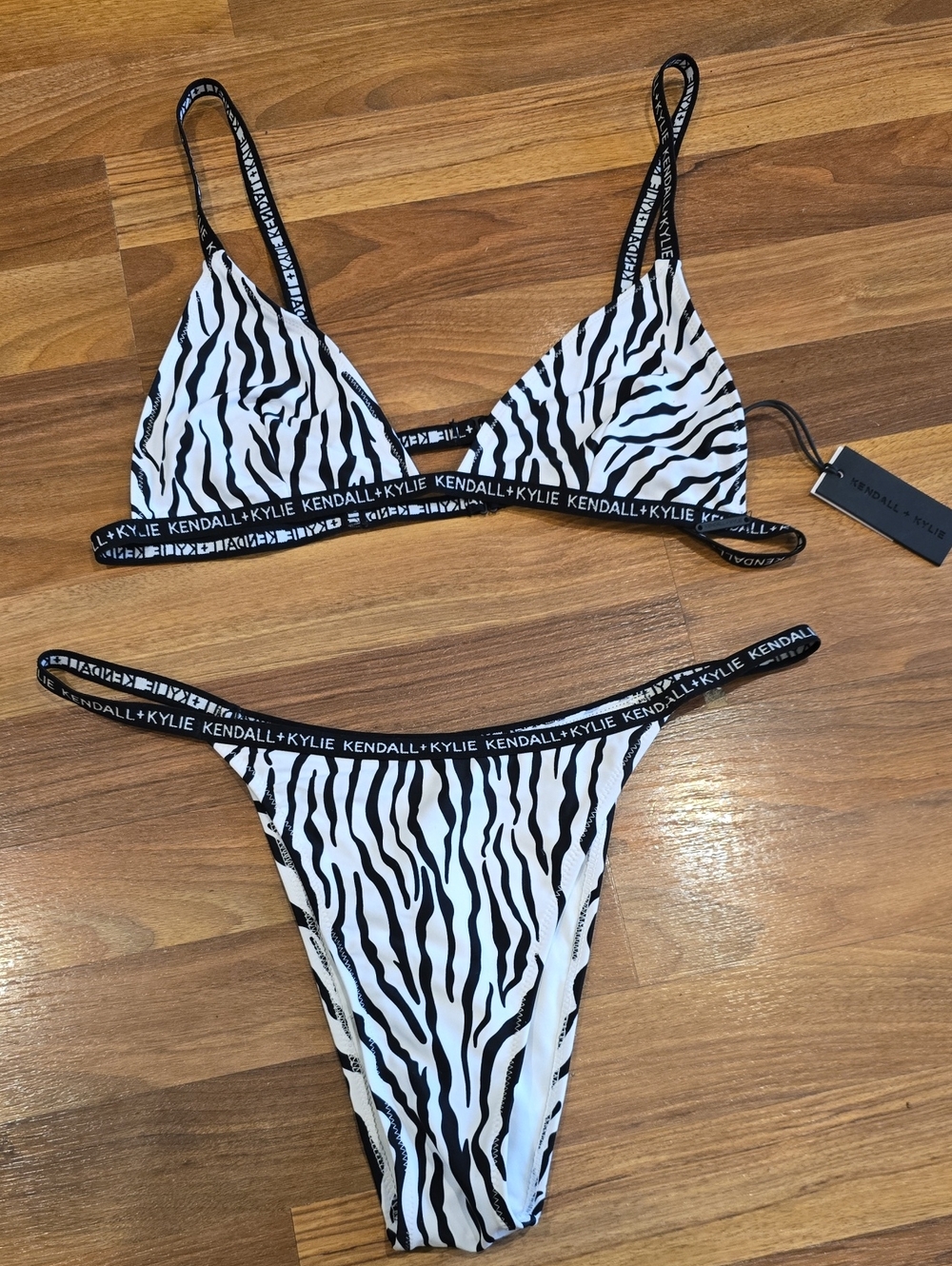 NWT Kendall & Kylie Black and White Zebra Print Bikini Set